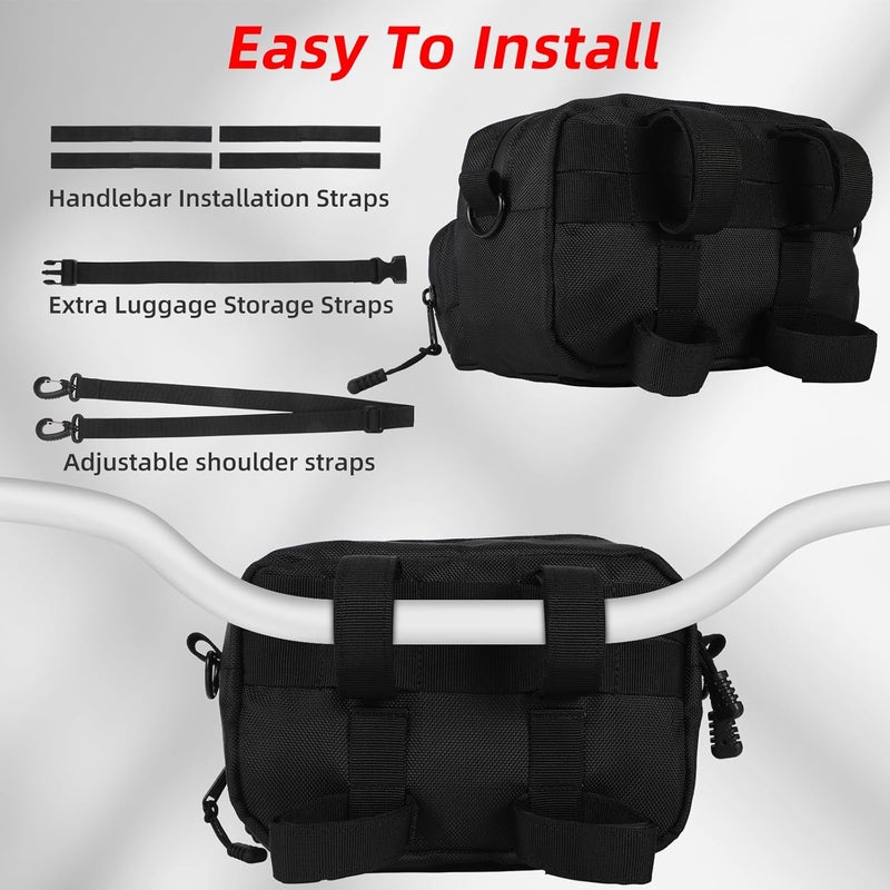 OFIG Universal Motorcycle Handlebar Bag, Bike Handlebar Bag, Fit for Motorbike Dirt Bike Bicycle Snowmobile Quad ATV - Image 5